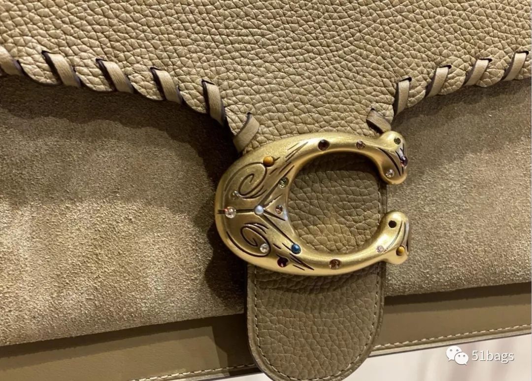 coach酒神包tabby奶茶色,coach酒神包正品细节图