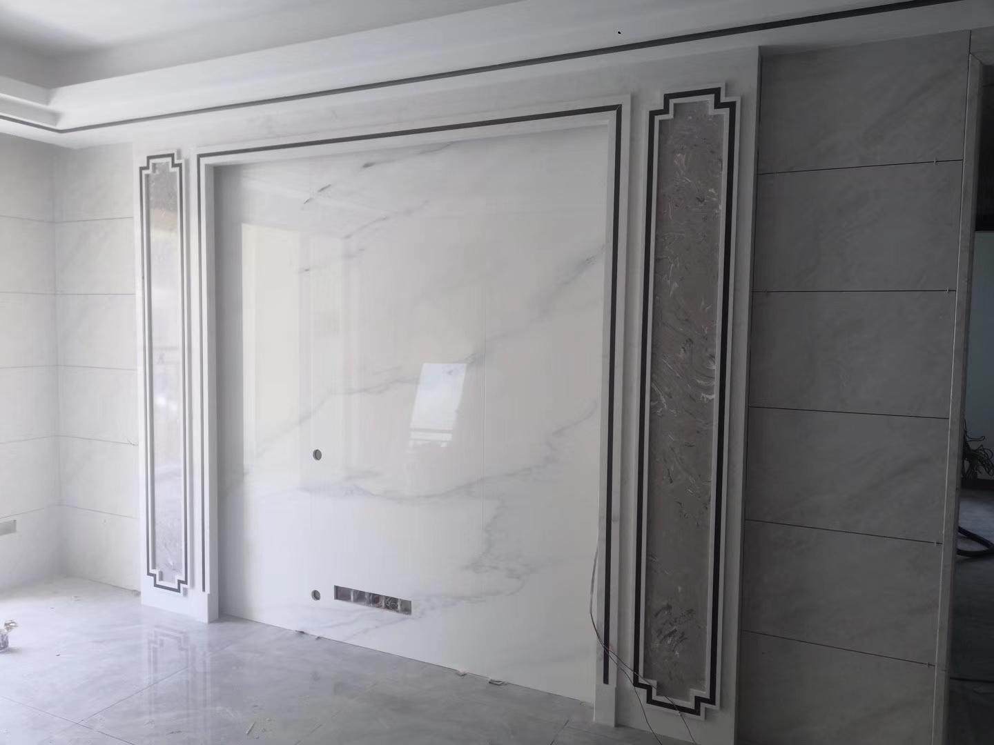 金属线造型电视背景墙,隐形门背景墙加金属线效果