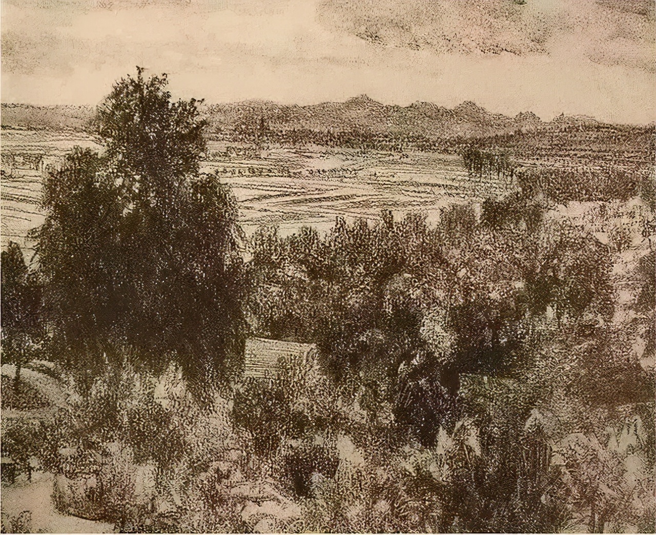 门采尔风景速写高清大图,速写临摹大师作品