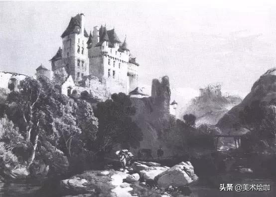 高清素描临摹风景图入门,素描画画教程7-12岁风景图