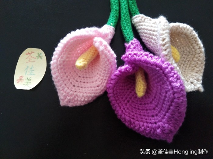 马蹄莲花的钩织教程,马蹄莲宽叶子的钩织教程