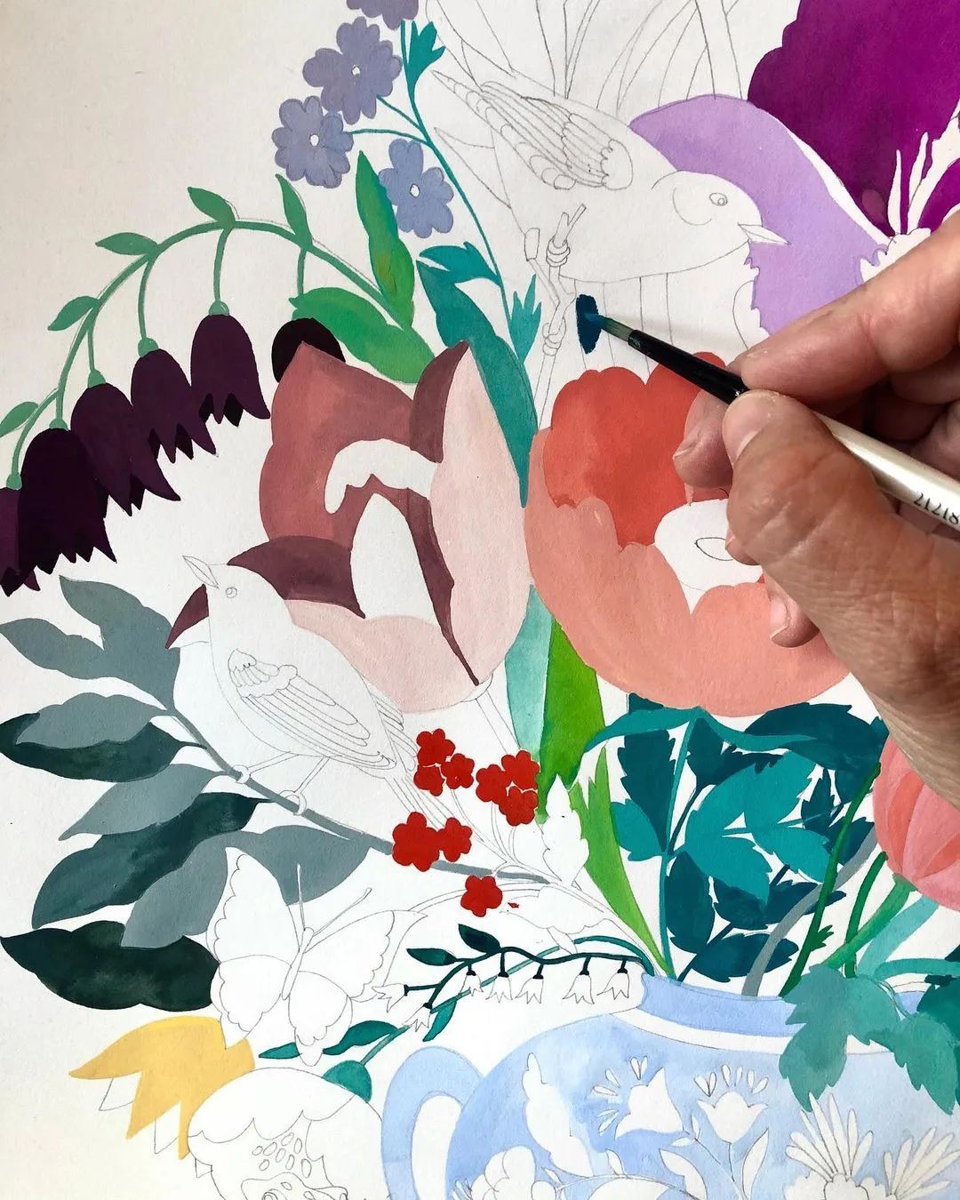 水彩渲染画建筑效果图,水彩平涂画