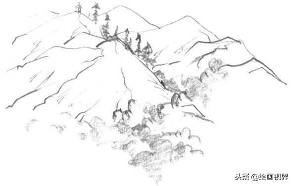 山的画法教程,学习画山的各种画法
