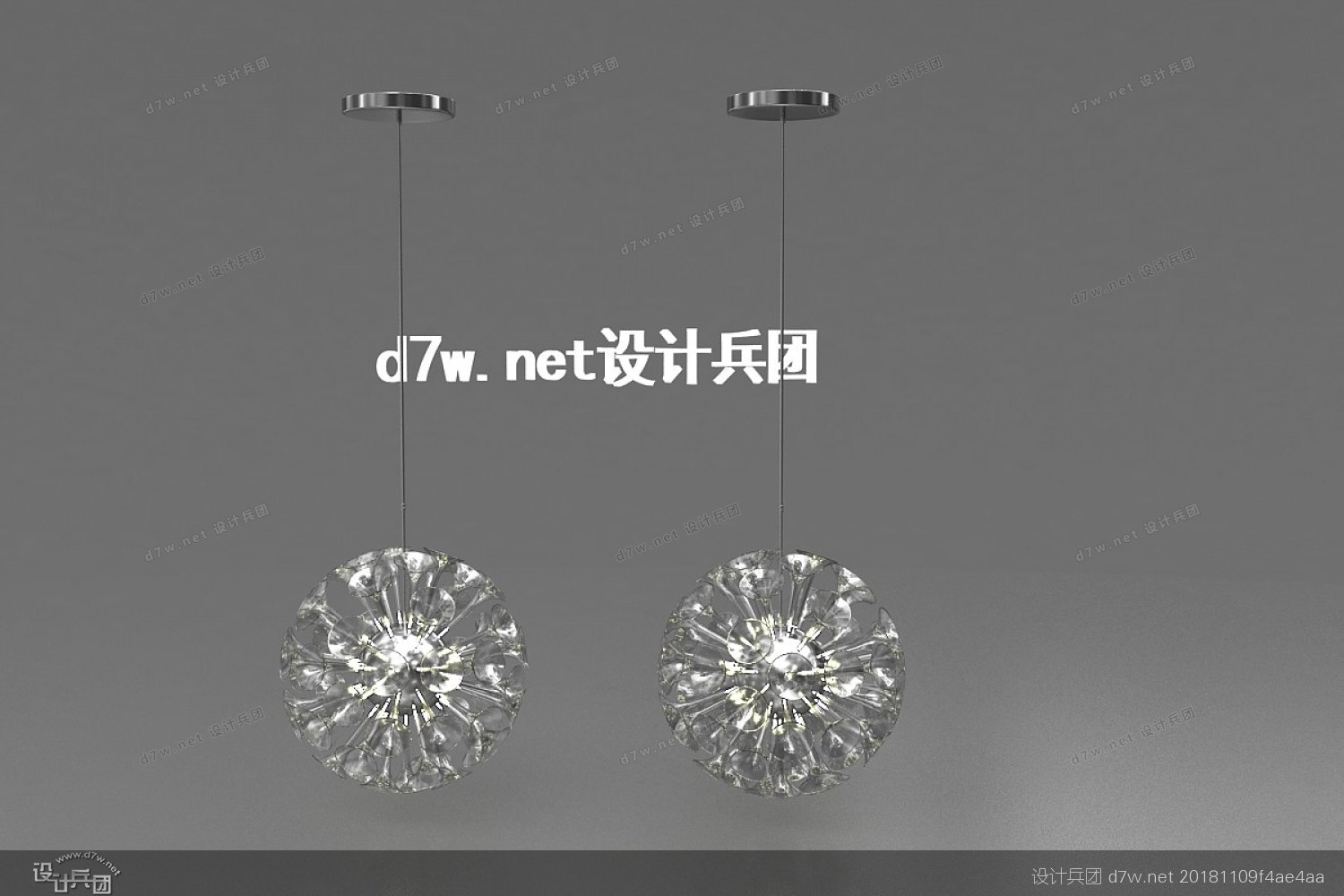 中式镂空格栅吊灯3d模型,单头小吊灯效果图