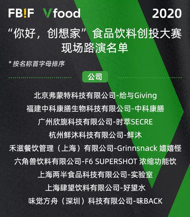 2020“你好，创想家”食品饮料创投大赛获奖名单公布