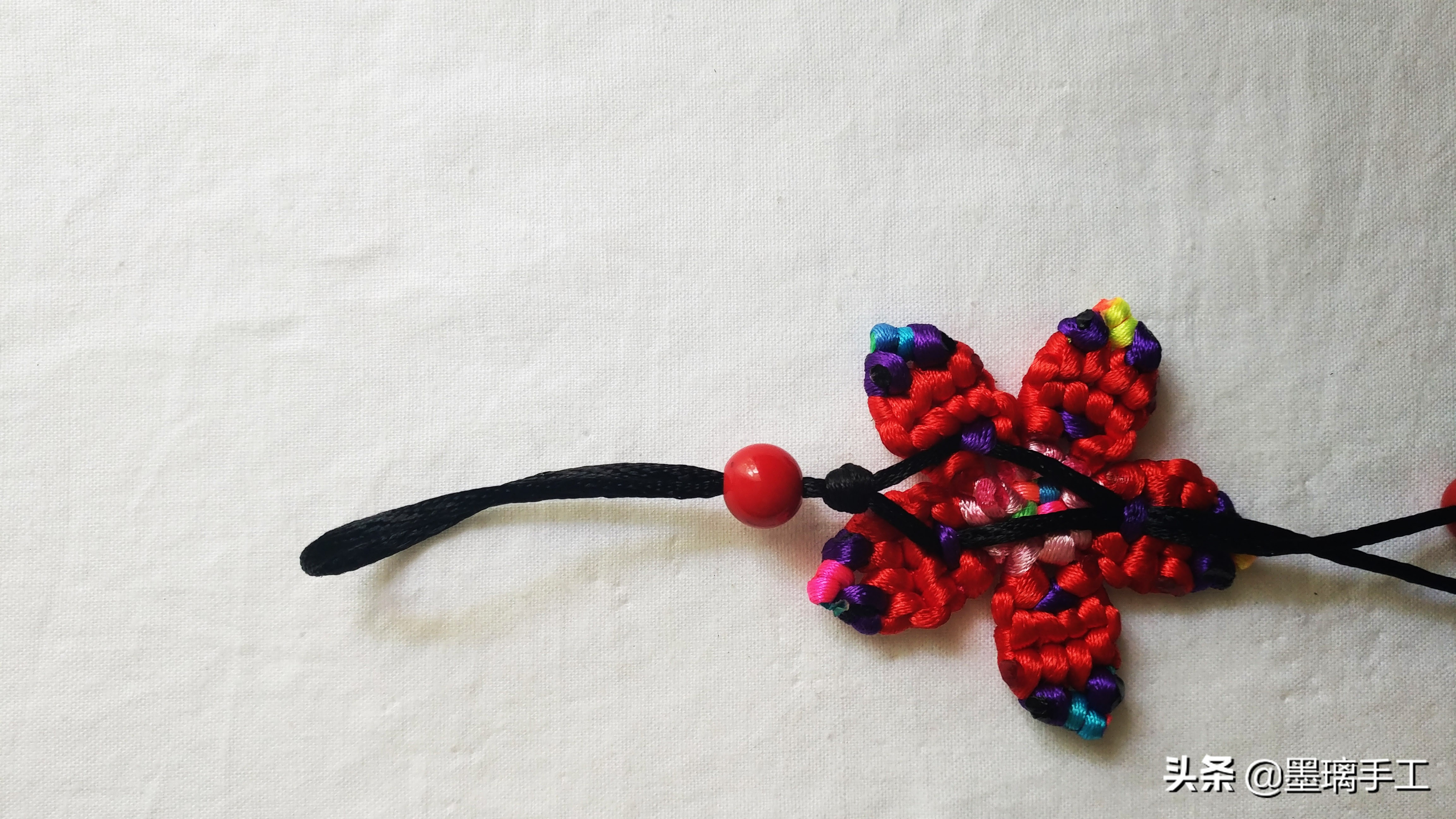 手工编绳大挂饰教程,手工编绳立体花朵挂毯视频教程