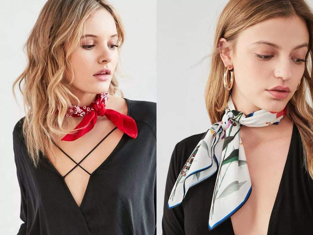 秋季黑色丝巾搭配什么外套,丝巾搭配好看的小姐姐时尚穿搭