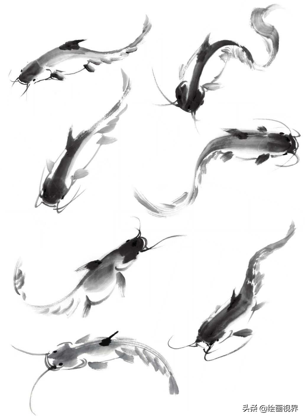 国画教程入门儿童鱼,国画初学者入门步骤画鱼