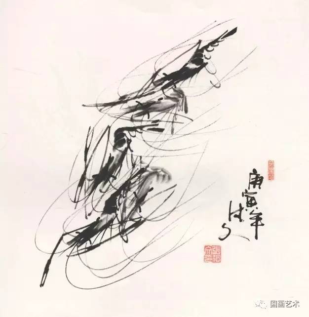 国画用胶矾水画虾技法,娄师白画虾技法视频