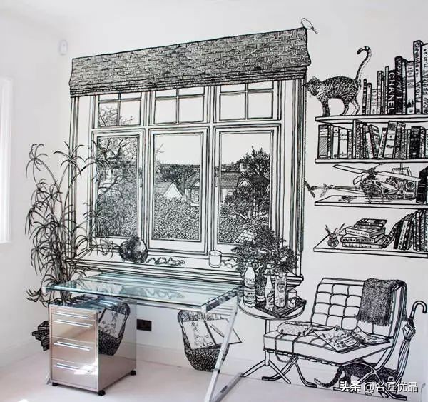 墙壁简单又好看的墙绘,手绘高级感墙面