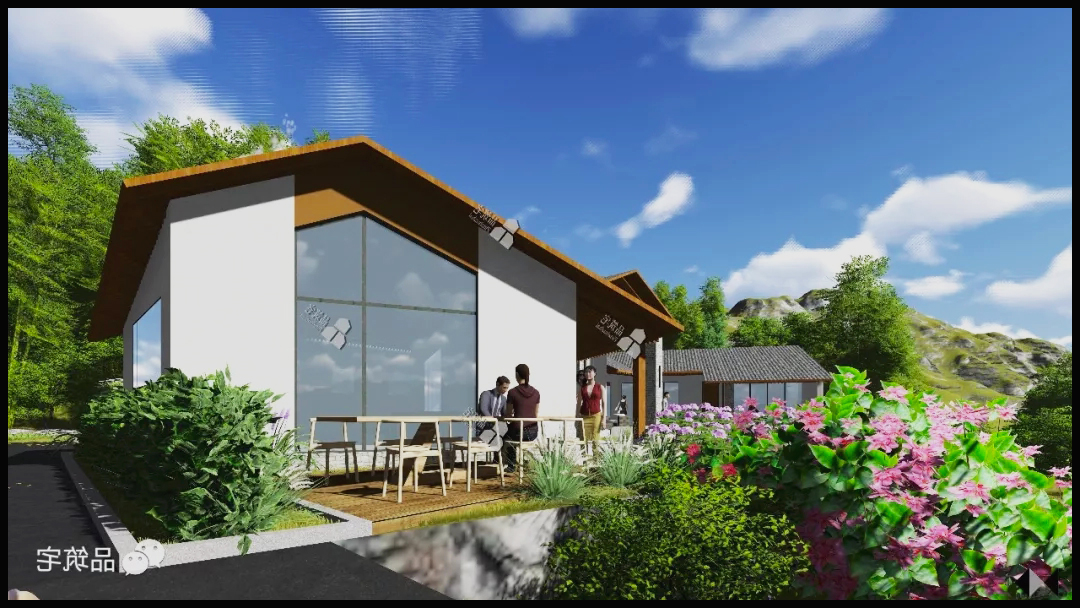 农村三合院五间正房效果图大全,2层中式三合院正房和厢房分开