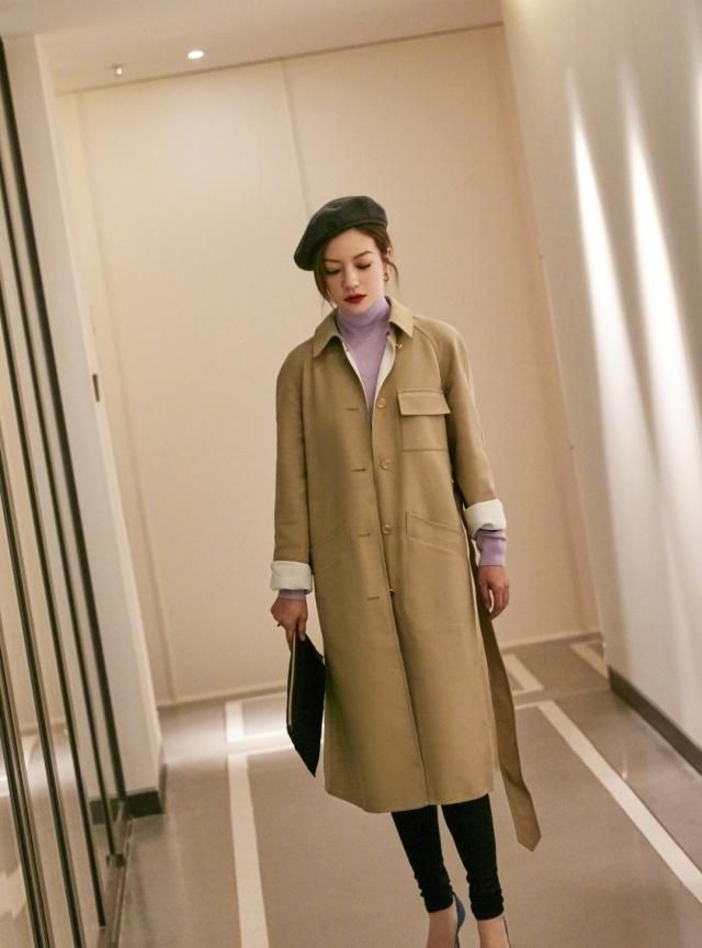 赵薇发型短发,赵薇黑色风衣穿搭