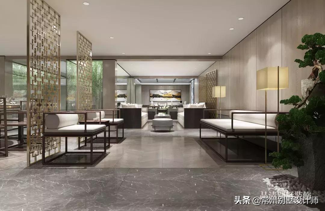 常州现代中式简约风格别墅装修,常州别墅装修空间规整的现代风格