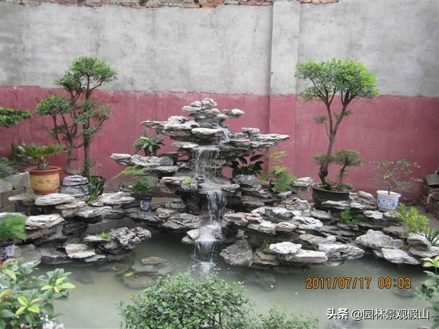 武汉室内假山鱼池庭院景观,陕西假山庭院景观设计制作