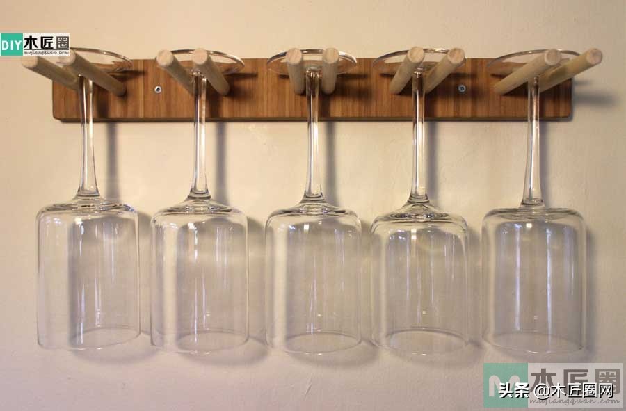 红酒杯倒挂架自制免打孔,高脚杯倒挂架木工制作