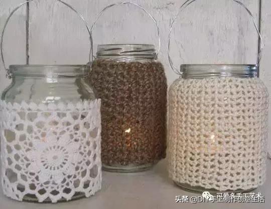 旧瓶子改花瓶套的钩法,旧玻璃瓶编织教程