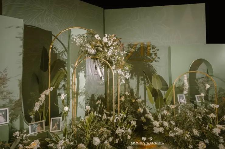 法式牛油果油画风婚礼,牛油果色花艺婚礼