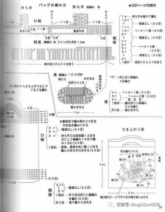 用一个塑料袋做包包,钩编包包的花样图解