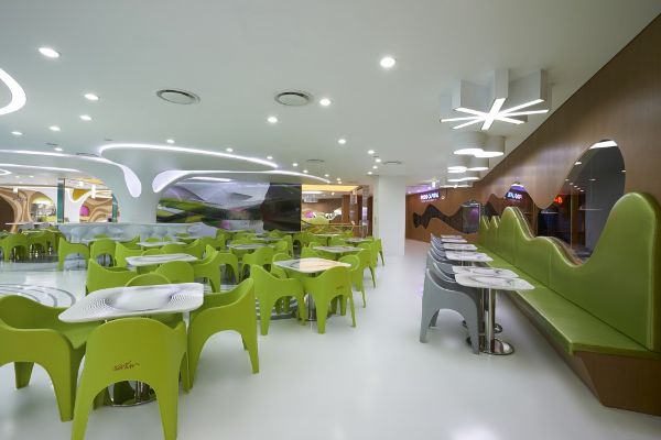 首尔韩国餐厅设计风格,韩国乐天百货美食城立面图