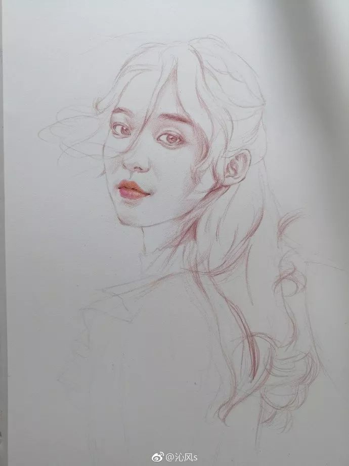 彩铅画美丽的山水画,彩铅画美人蝴蝶