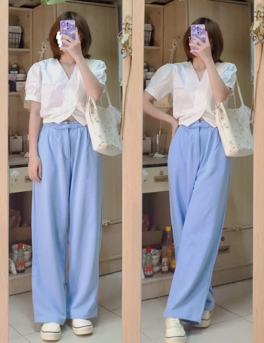 胸大和胸小穿衣对比哪个年轻,同一件衣服胸大和胸小同时穿对比