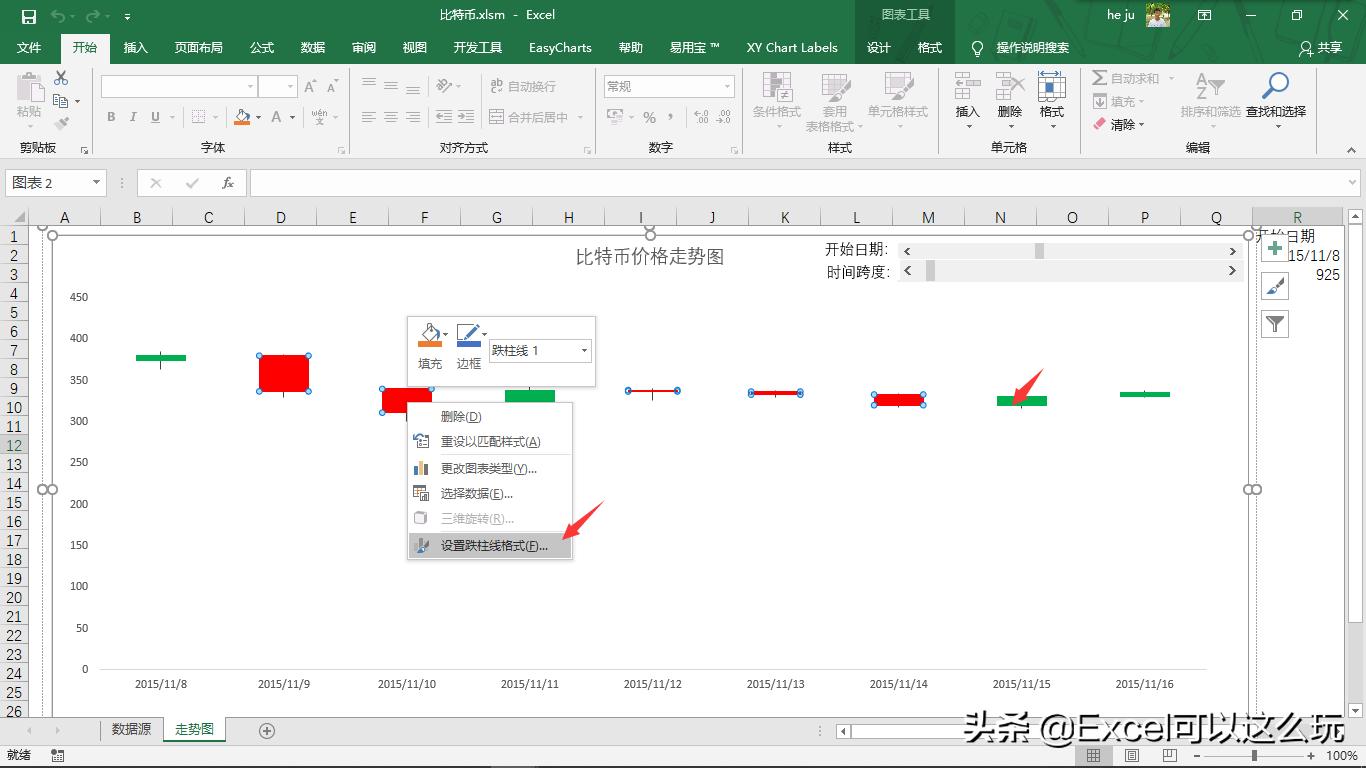 excel股价涨跌幅图表,excel股价图和什么图组合
