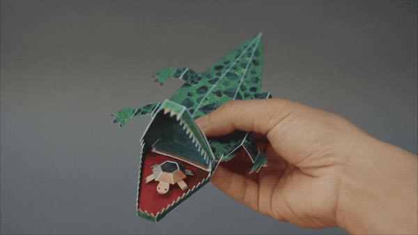 用正方形纸折出的立体中国龙,我们用一张纸做出立体龙