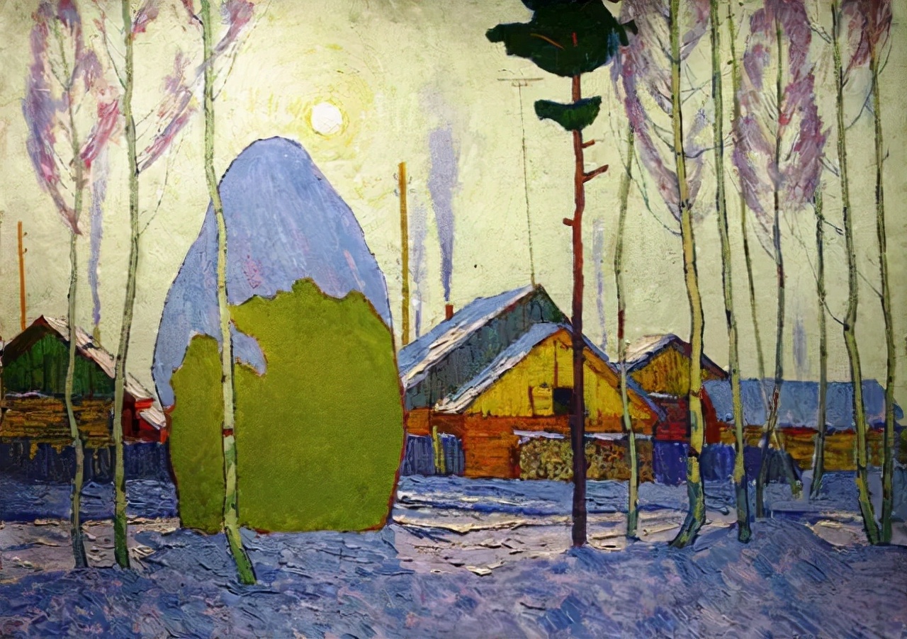 油画色彩风景,简单的风景画作