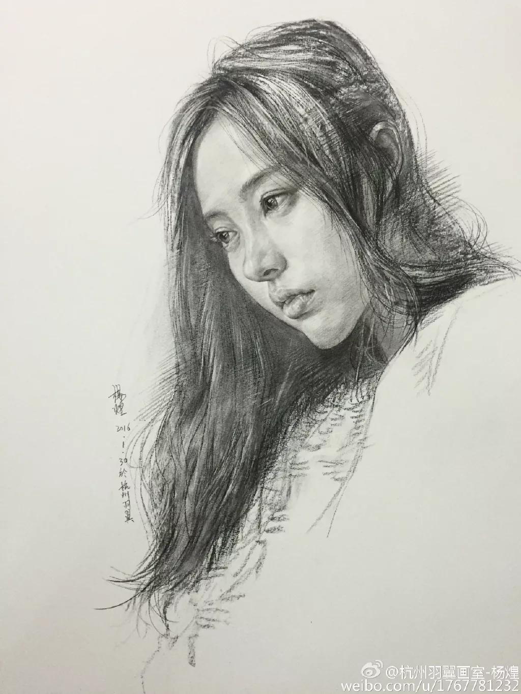 他笔下的女子油画细腻唯美,古典美女画唯美古风素描