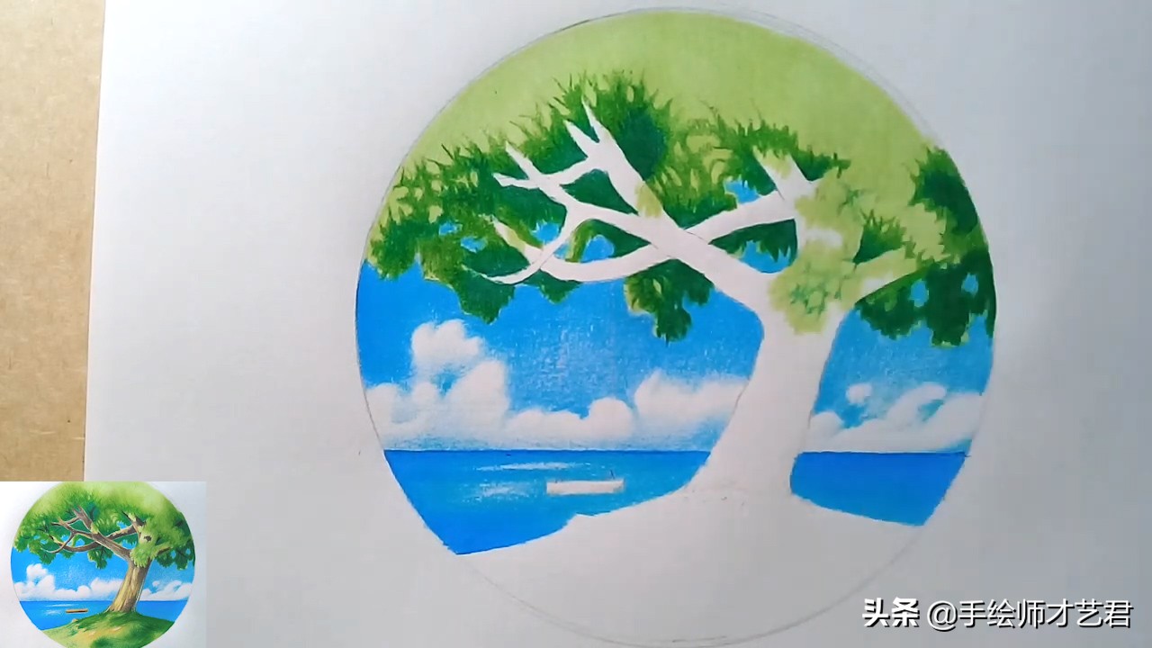 彩铅怎么画风景画简单又好看,山水风景画彩铅绘画简单步骤教程