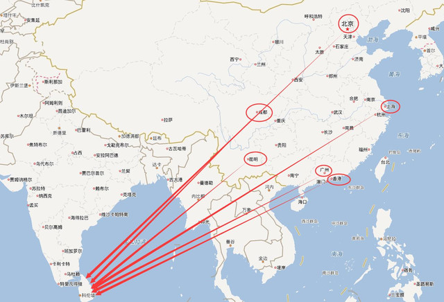 斯里兰卡10天自由行攻略,上海飞斯里兰卡路线