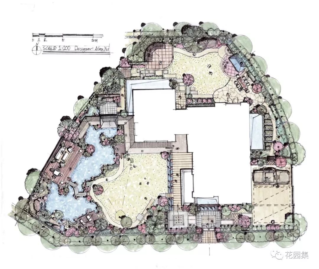 别墅庭院景观设计手绘,7天造园特训营