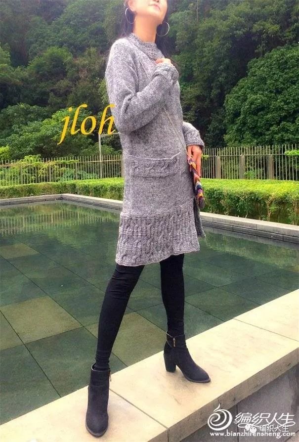 开叉直筒塌肩连衣裙+棒针小炫包，自己编织穿起来最大牌！