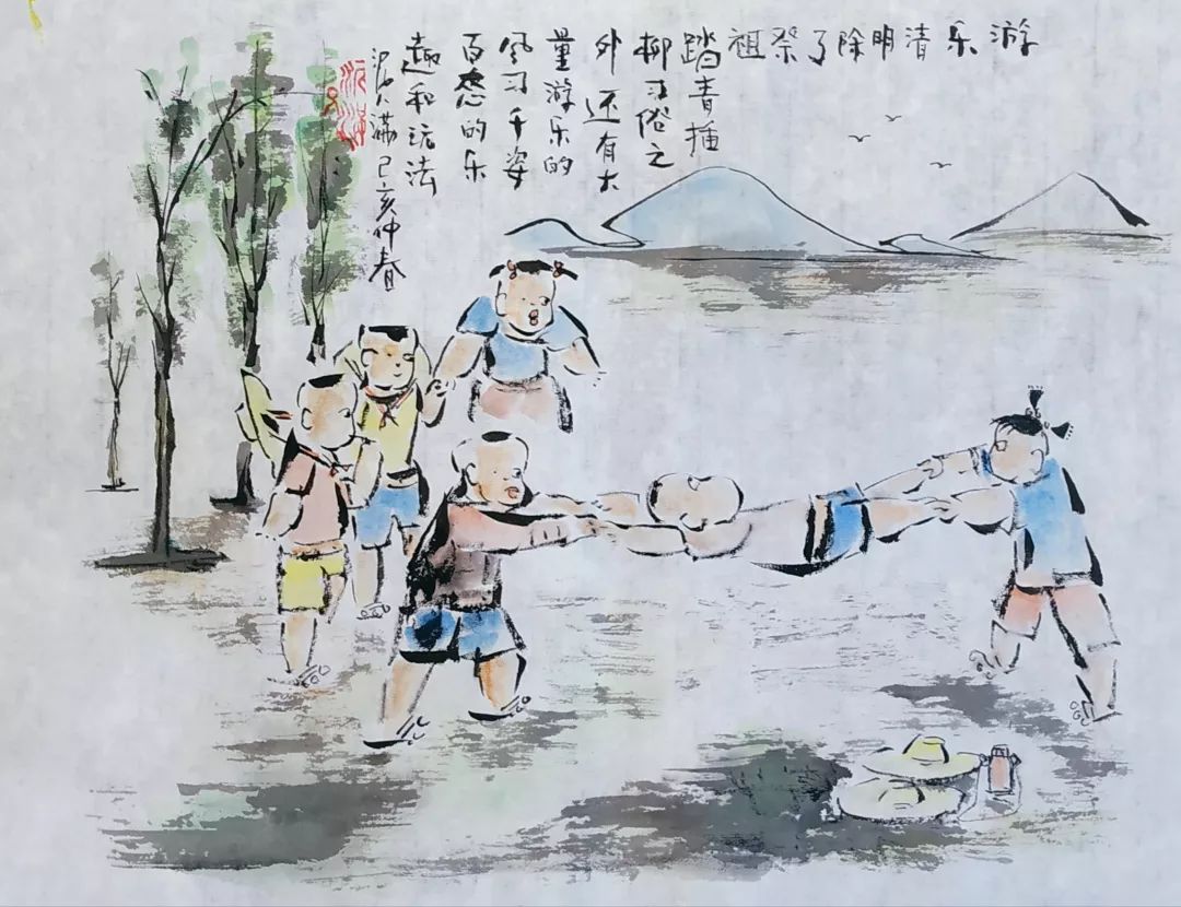 有关清明的山水画,中国风清明水墨画
