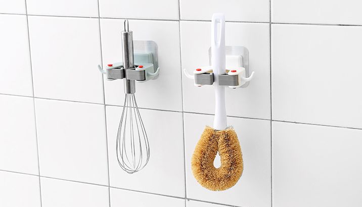 家用拖把收纳工具挂墙上,拖把挂架收纳神器最新款免打孔