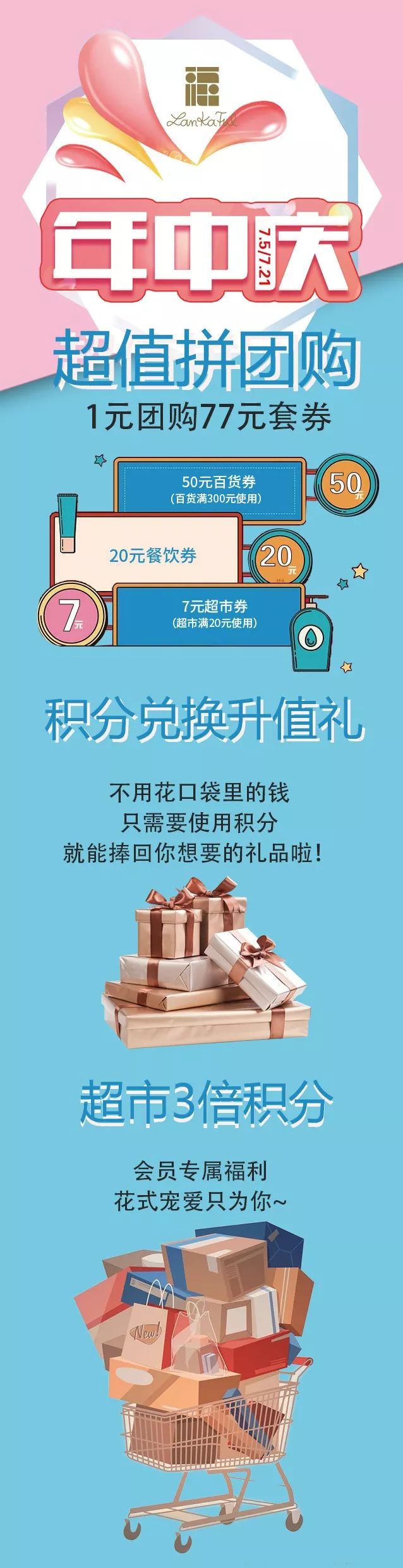 连卡福5周年庆,周年庆宠粉福利大派送