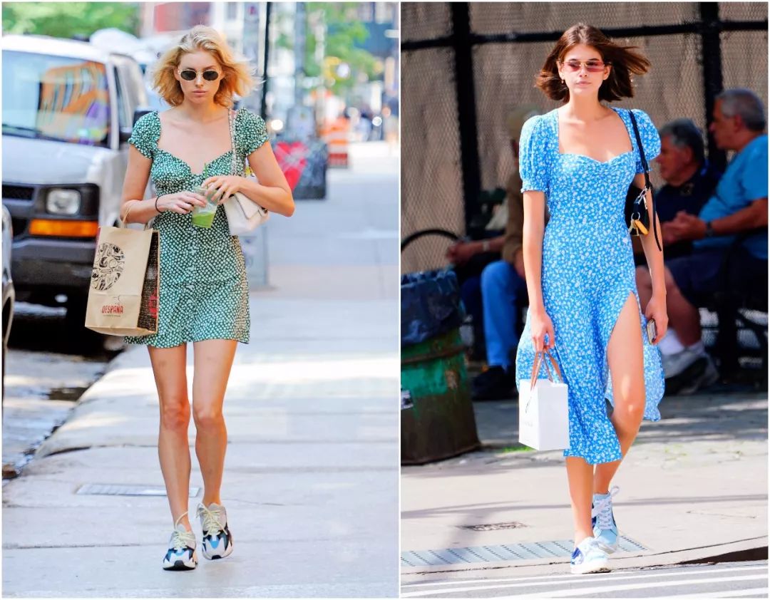 印花人物连衣裙,印花连衣裙到脚踝超长款