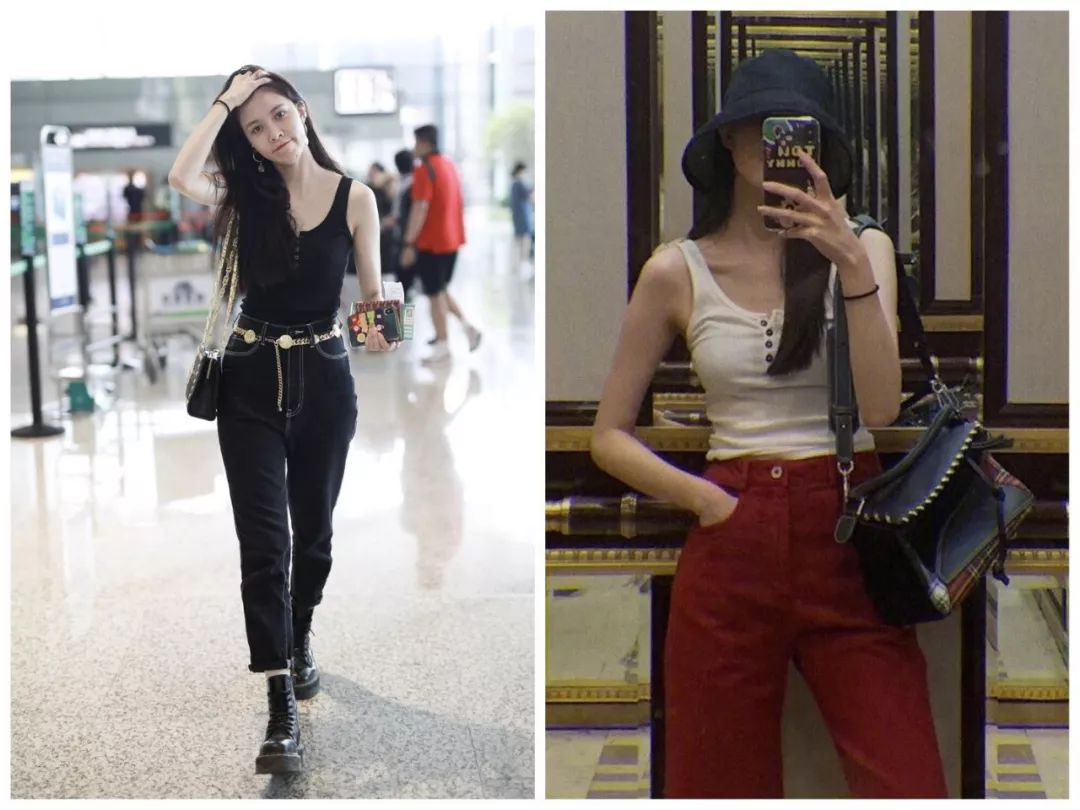 杨幂泫雅风,泫雅机场黑西服穿搭