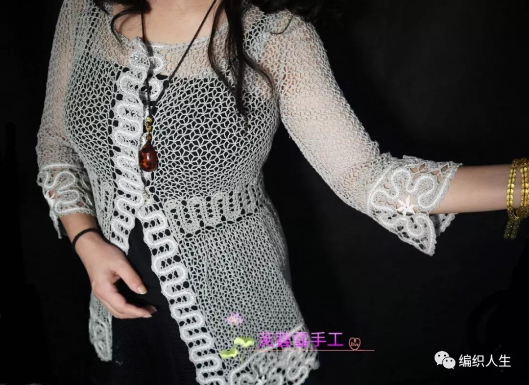比利时花样套头短袖钩织全部教程,比利时领花钩织教程4