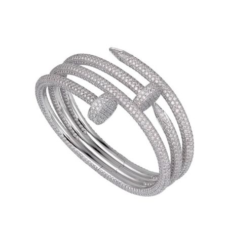 卡地亚满钻手镯窄版高定,卡地亚新款手镯时尚减龄黄金