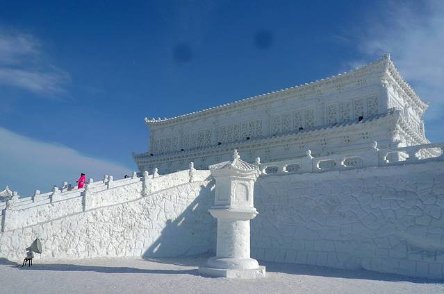 镜泊湖冬日瀑布,冬天镜泊湖吊水楼瀑布