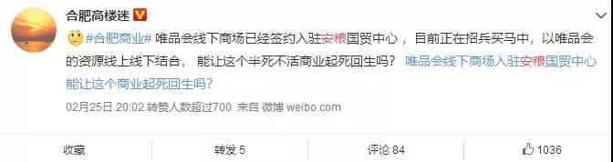 唯品会入驻合肥安粮国贸购物中心，564条整改意见待验收