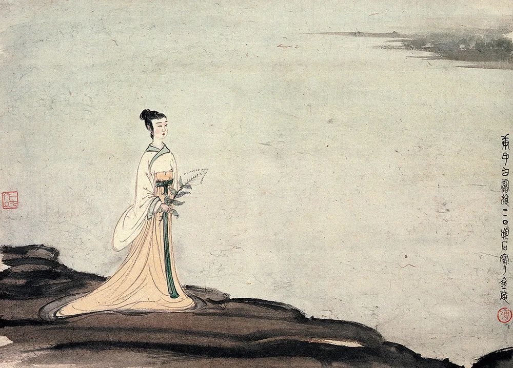 知音国画作品欣赏,傅抱石国画云山图