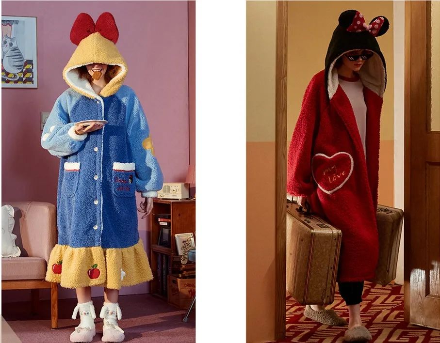 珊瑚绒睡衣冬季可外穿,双面珊瑚绒睡衣睡袍