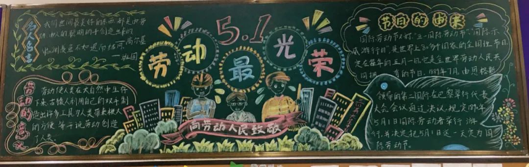 劳动节的黑板报粉笔画,劳动节小黑板报教程
