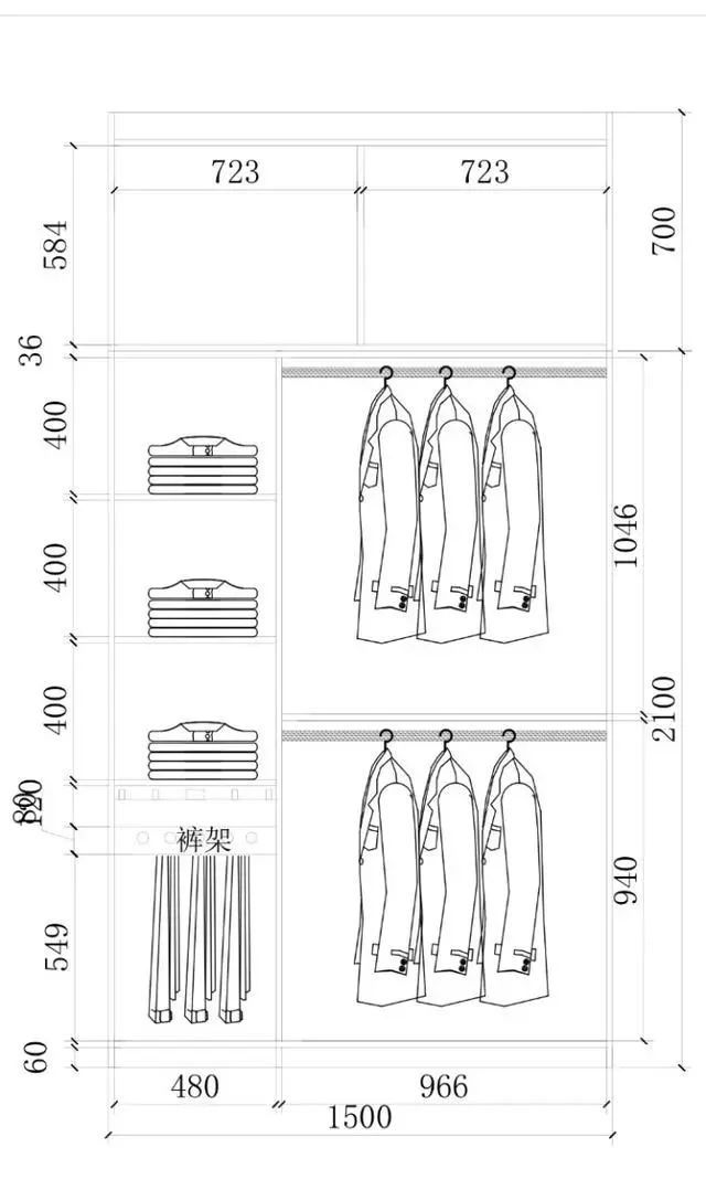 1.3米衣柜格局设计图,1米3衣柜布局设计