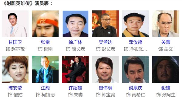 83版射雕英雄传演员表韩小莹,83版射雕英雄传演员表全部