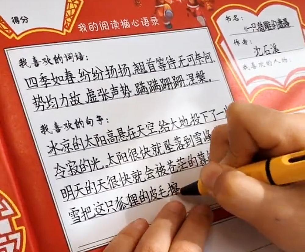 自律的孩子试卷笔迹,小学生作业字迹走红网络