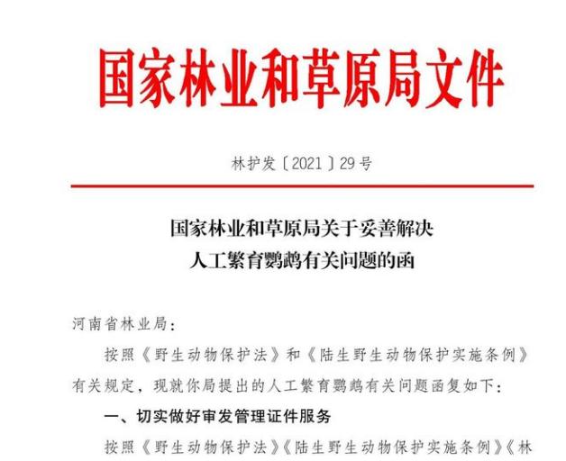 鹦鹉养殖国家试点文件,国家林业局关于鹦鹉养殖的规定