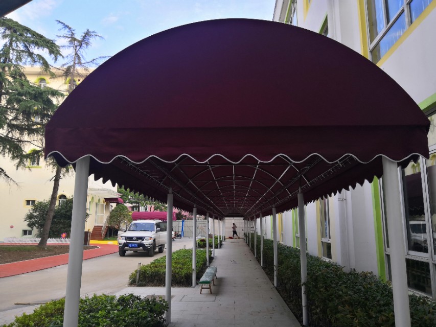 车棚雨棚遮阳棚用什么布,雨棚遮阳篷布美观
